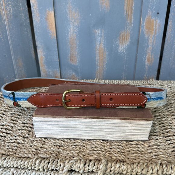 Itz A Stitch Hand-Stitched Needlepoint Belt Birds Of Florida's Beaches Sz 38 - Picture 2 of 14